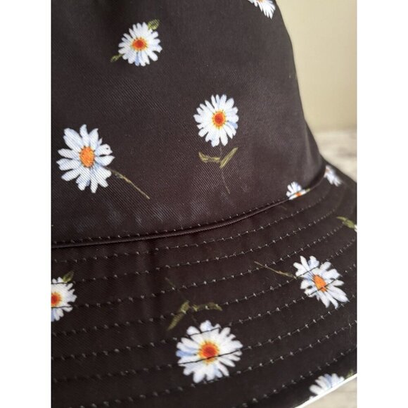 Alice & Olivia Black Daisy Bucket Hat Reversible Fab Fit Fisherman Flower - Picture 7 of 7